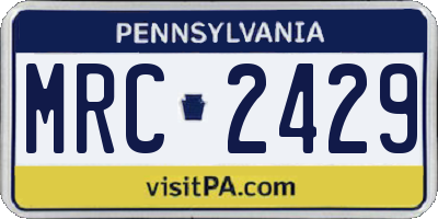 PA license plate MRC2429