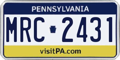 PA license plate MRC2431