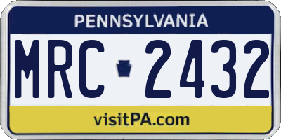 PA license plate MRC2432