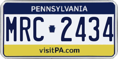 PA license plate MRC2434