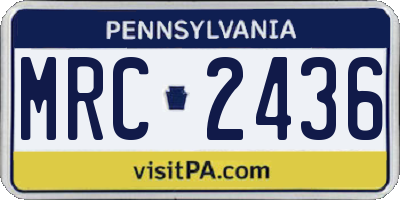 PA license plate MRC2436