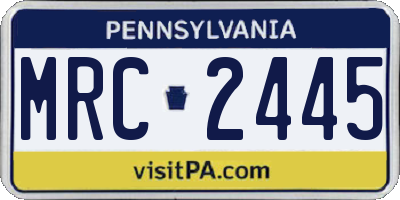 PA license plate MRC2445