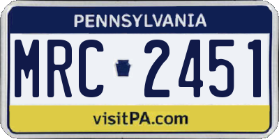 PA license plate MRC2451