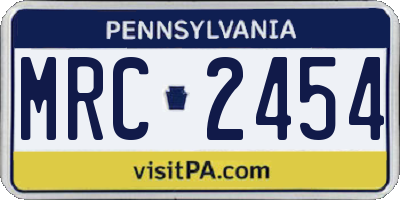 PA license plate MRC2454
