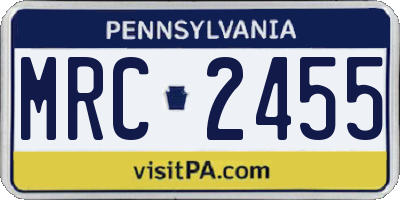 PA license plate MRC2455