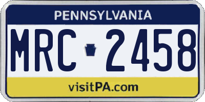 PA license plate MRC2458