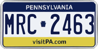 PA license plate MRC2463