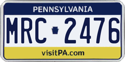 PA license plate MRC2476