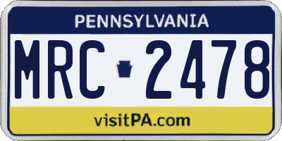 PA license plate MRC2478