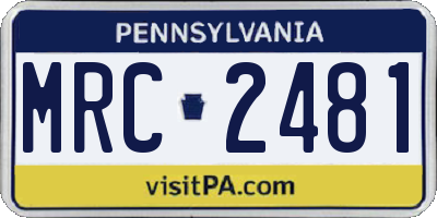 PA license plate MRC2481