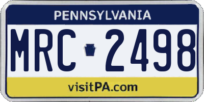 PA license plate MRC2498