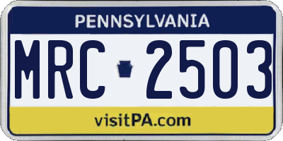 PA license plate MRC2503