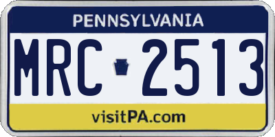 PA license plate MRC2513