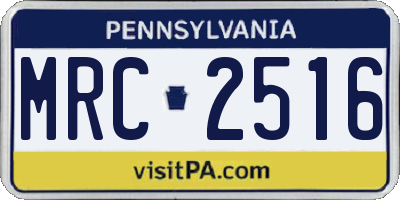 PA license plate MRC2516