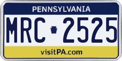 PA license plate MRC2525