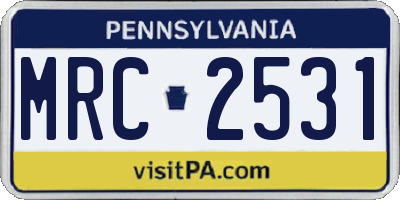 PA license plate MRC2531