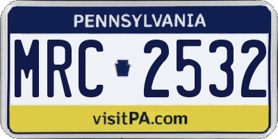 PA license plate MRC2532