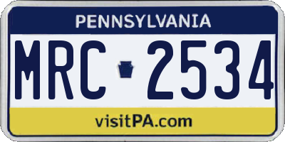 PA license plate MRC2534