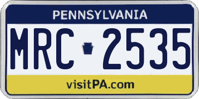 PA license plate MRC2535