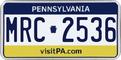 PA license plate MRC2536