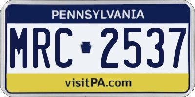 PA license plate MRC2537