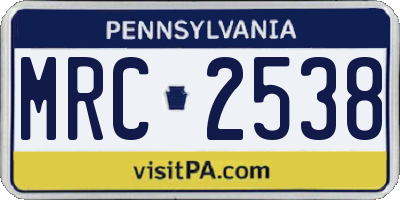 PA license plate MRC2538