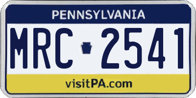 PA license plate MRC2541