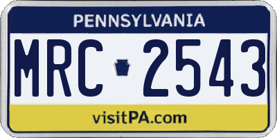 PA license plate MRC2543
