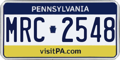 PA license plate MRC2548