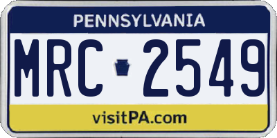 PA license plate MRC2549