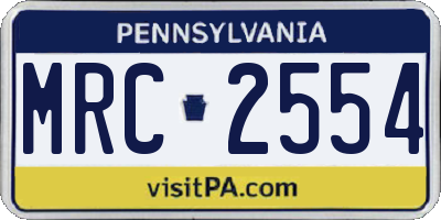 PA license plate MRC2554