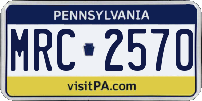 PA license plate MRC2570