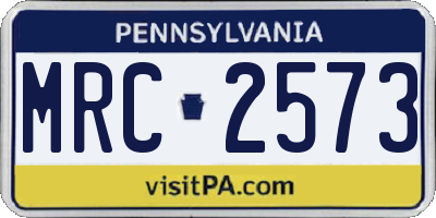 PA license plate MRC2573