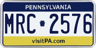 PA license plate MRC2576