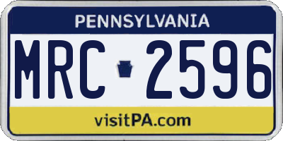 PA license plate MRC2596