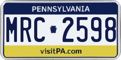 PA license plate MRC2598