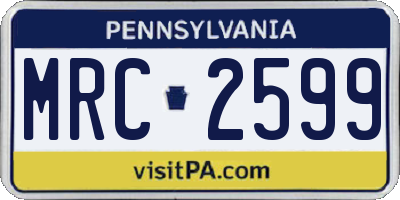 PA license plate MRC2599