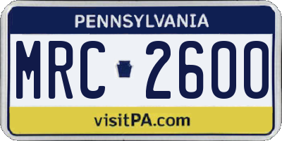 PA license plate MRC2600