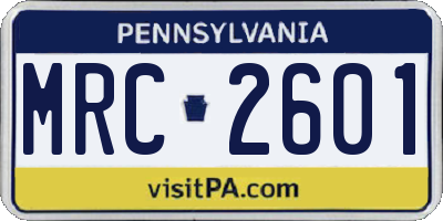 PA license plate MRC2601