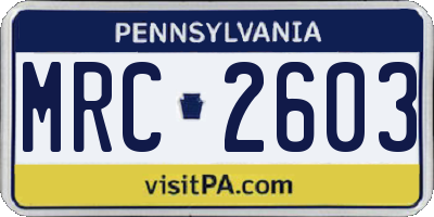 PA license plate MRC2603