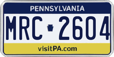 PA license plate MRC2604