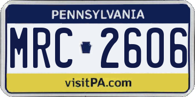 PA license plate MRC2606