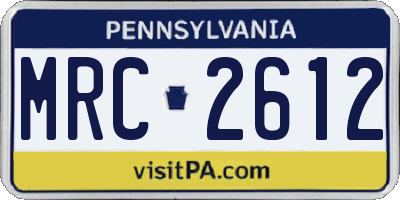 PA license plate MRC2612