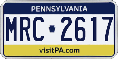 PA license plate MRC2617