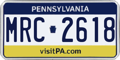 PA license plate MRC2618
