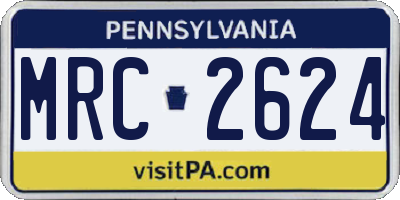 PA license plate MRC2624