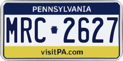 PA license plate MRC2627