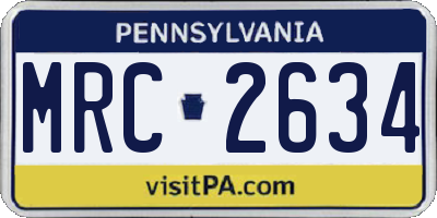 PA license plate MRC2634