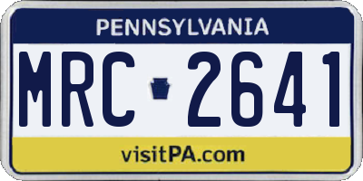 PA license plate MRC2641