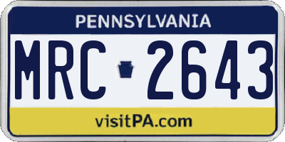 PA license plate MRC2643